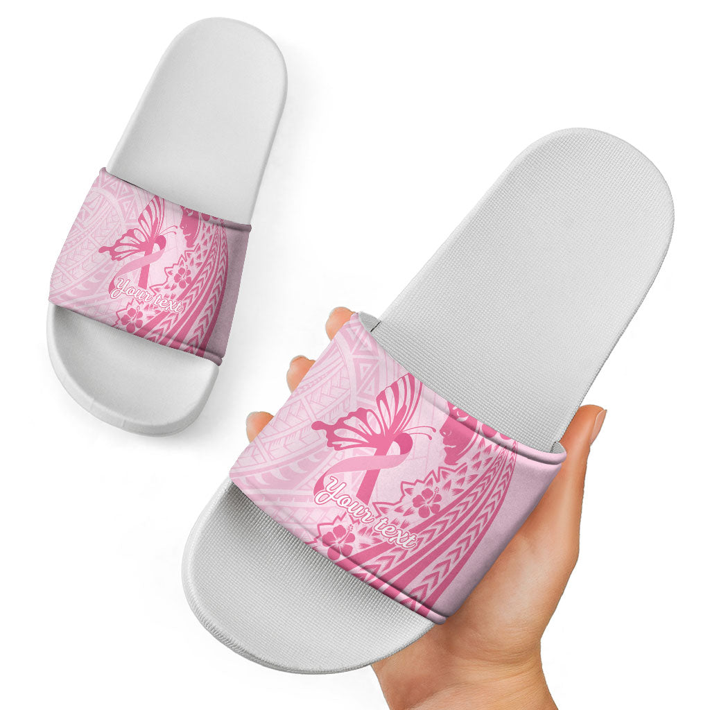 Pacific Girl and Butterfly Cancer Pink Ribbon Personalised Slide Sandals