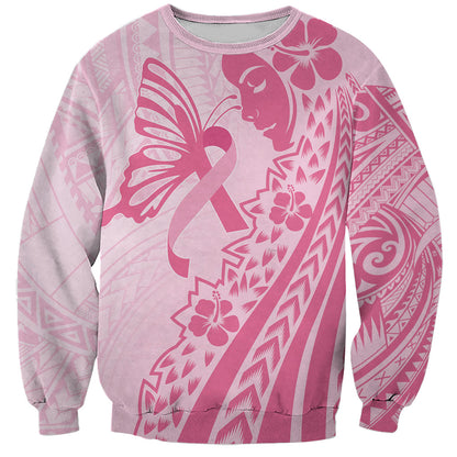 Pacific Girl and Butterfly Cancer Pink Ribbon Personalised Sweatshirt