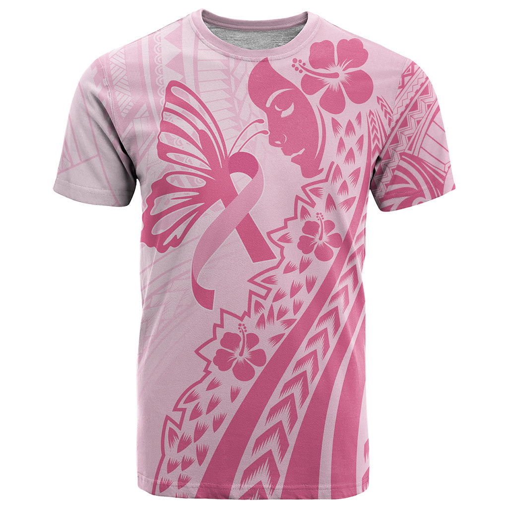 Pacific Girl and Butterfly Cancer Pink Ribbon Personalised T Shirt