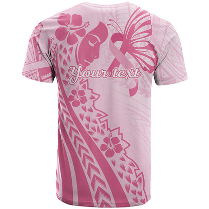 Pacific Girl and Butterfly Cancer Pink Ribbon Personalised T Shirt