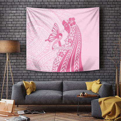 Pacific Girl and Butterfly Cancer Pink Ribbon Personalised Tapestry
