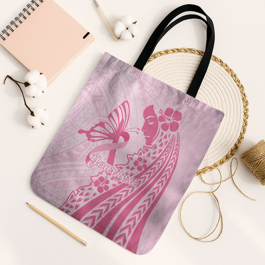 Pacific Girl and Butterfly Cancer Pink Ribbon Personalised Tote Bag