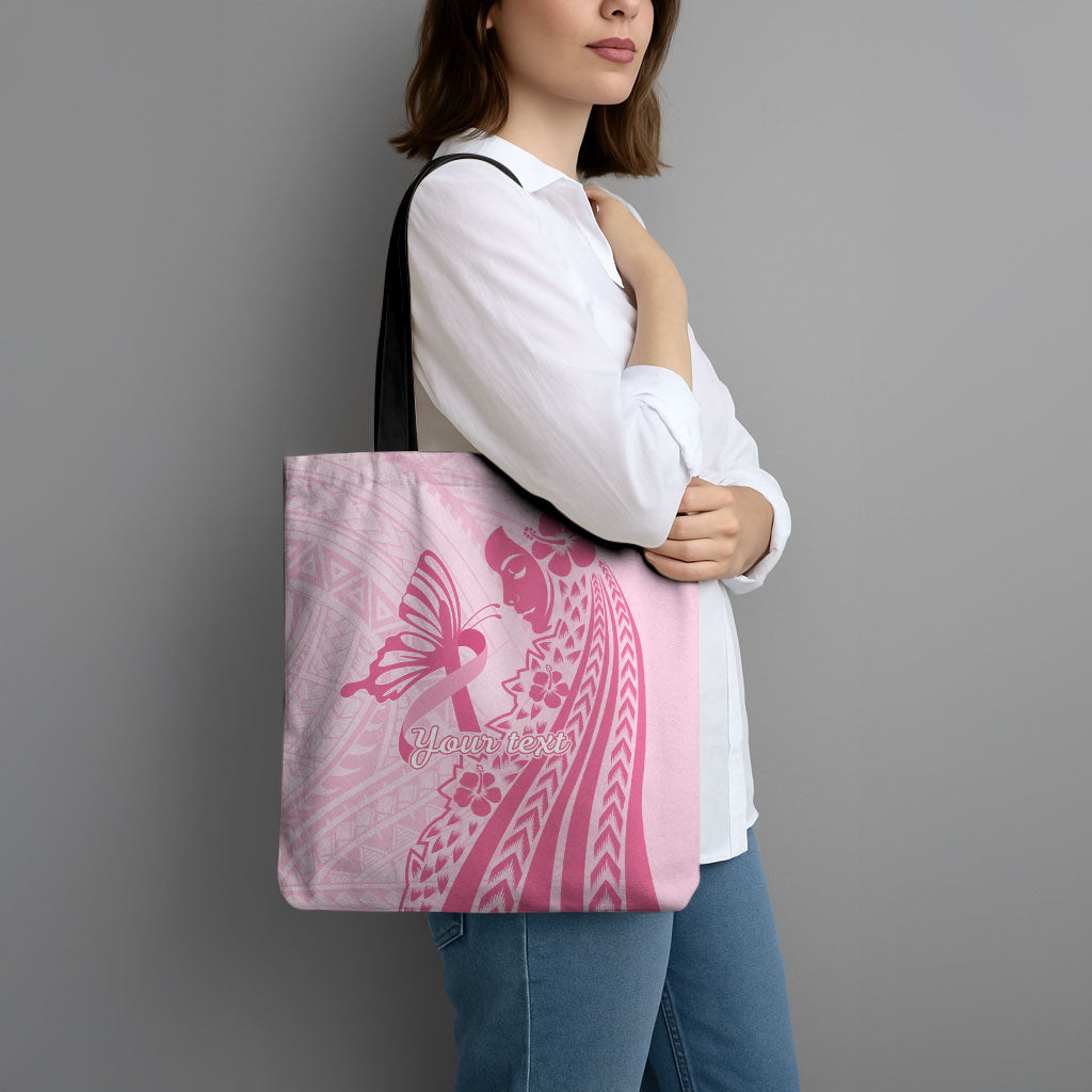Pacific Girl and Butterfly Cancer Pink Ribbon Personalised Tote Bag