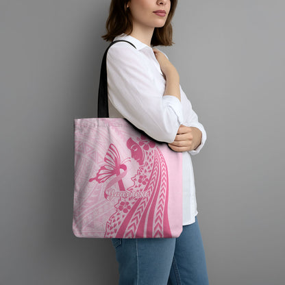 Pacific Girl and Butterfly Cancer Pink Ribbon Personalised Tote Bag