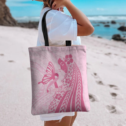 Pacific Girl and Butterfly Cancer Pink Ribbon Personalised Tote Bag