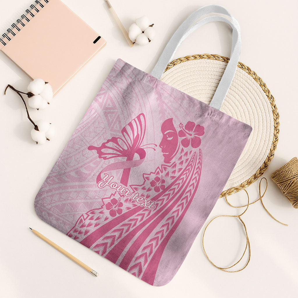 Pacific Girl and Butterfly Cancer Pink Ribbon Personalised Tote Bag