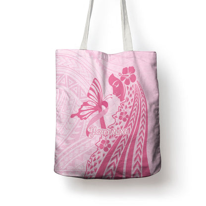 Pacific Girl and Butterfly Cancer Pink Ribbon Personalised Tote Bag