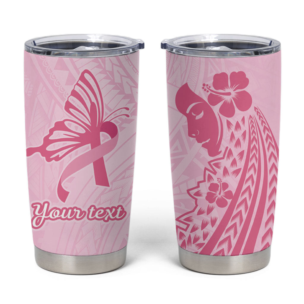 Pacific Girl and Butterfly Cancer Pink Ribbon Personalised Tumbler Cup