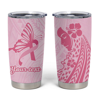 Pacific Girl and Butterfly Cancer Pink Ribbon Personalised Tumbler Cup