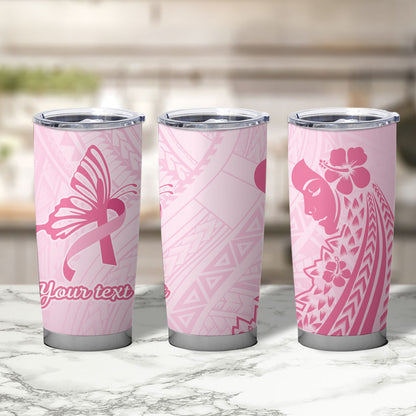 Pacific Girl and Butterfly Cancer Pink Ribbon Personalised Tumbler Cup