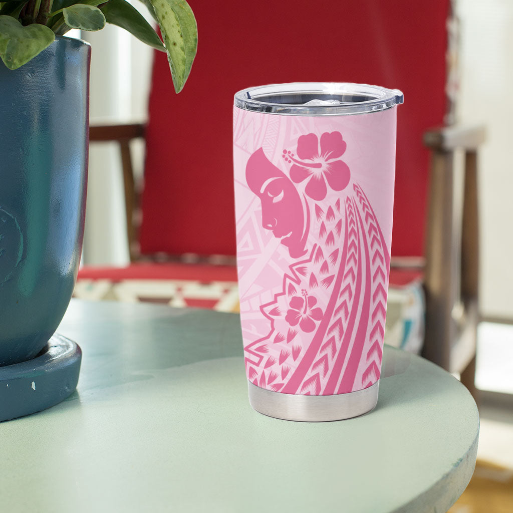 Pacific Girl and Butterfly Cancer Pink Ribbon Personalised Tumbler Cup
