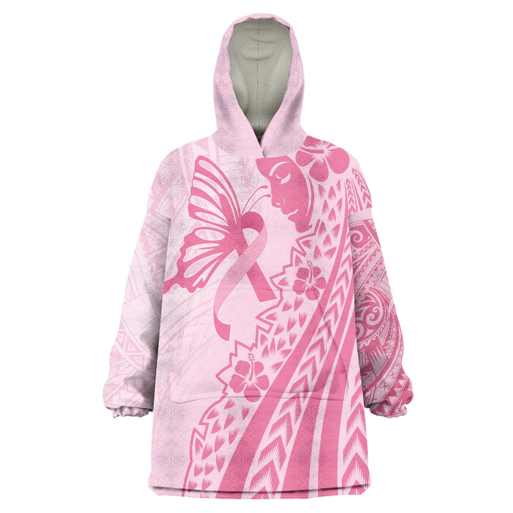 Pacific Girl and Butterfly Cancer Pink Ribbon Personalised Wearable Blanket Hoodie