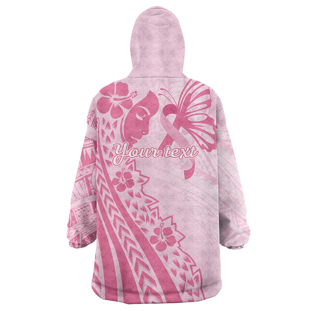 Pacific Girl and Butterfly Cancer Pink Ribbon Personalised Wearable Blanket Hoodie