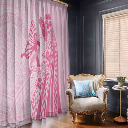Pacific Girl and Butterfly Cancer Pink Ribbon Personalised Window Curtain