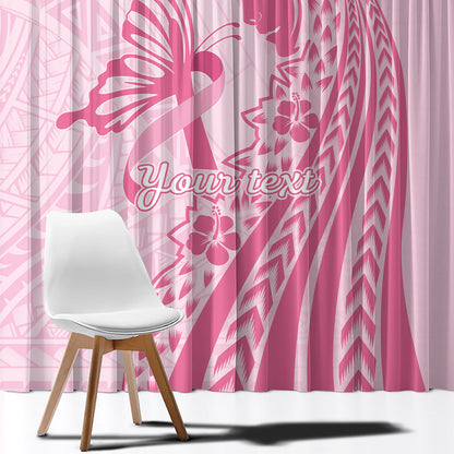 Pacific Girl and Butterfly Cancer Pink Ribbon Personalised Window Curtain