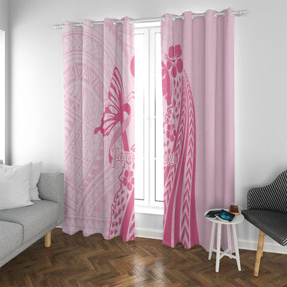 Pacific Girl and Butterfly Cancer Pink Ribbon Personalised Window Curtain