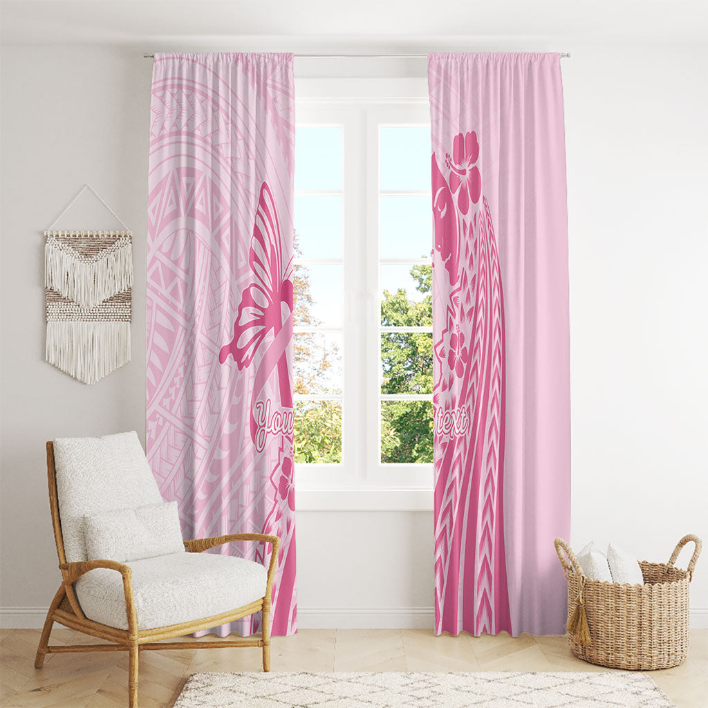 Pacific Girl and Butterfly Cancer Pink Ribbon Personalised Window Curtain