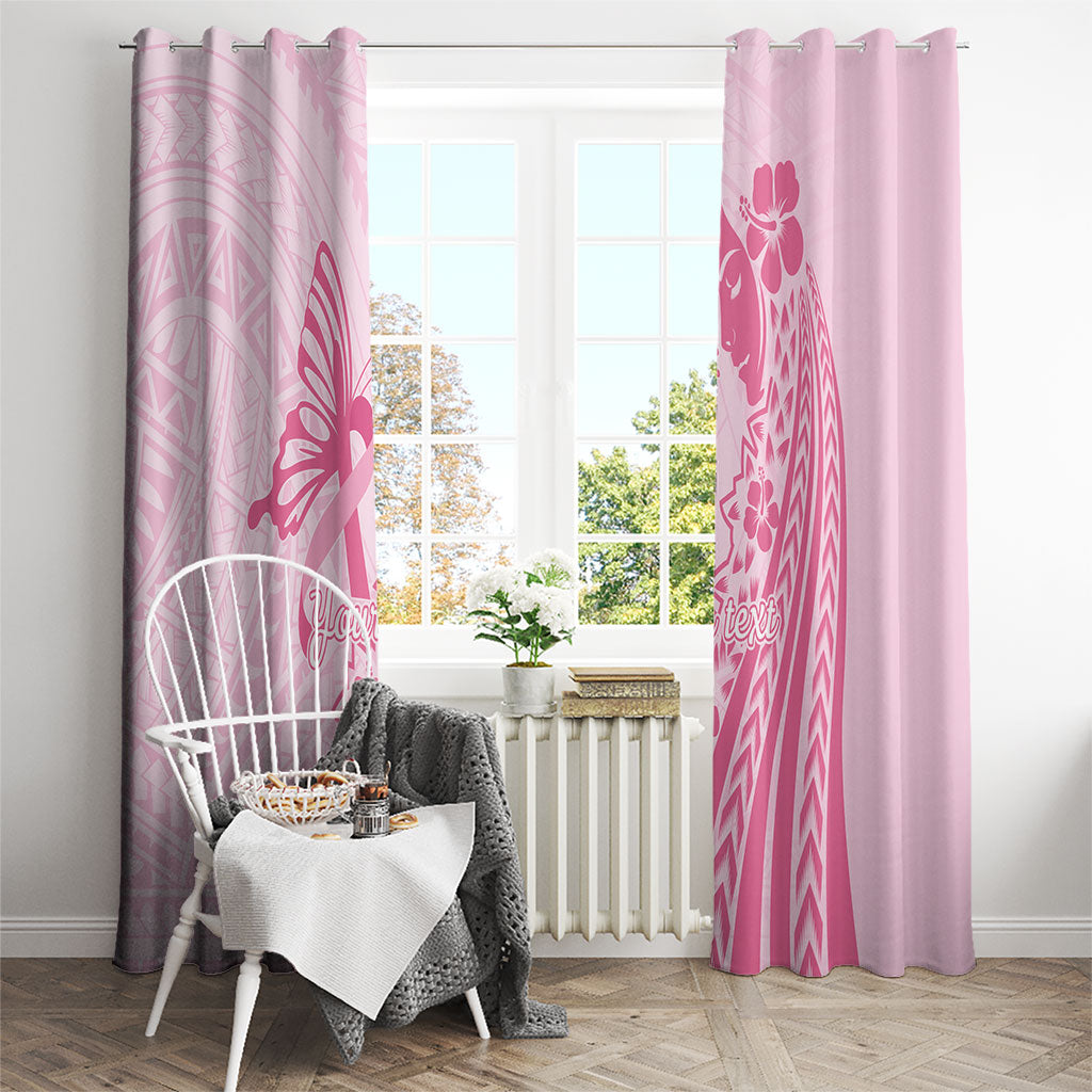 Pacific Girl and Butterfly Cancer Pink Ribbon Personalised Window Curtain