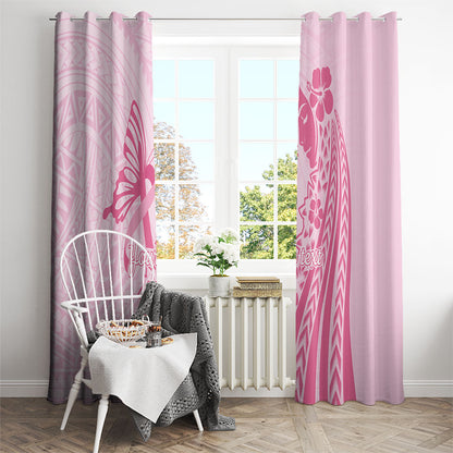 Pacific Girl and Butterfly Cancer Pink Ribbon Personalised Window Curtain