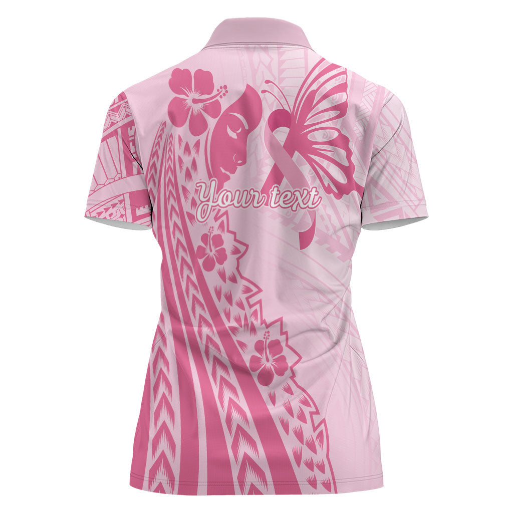 Pacific Girl and Butterfly Cancer Pink Ribbon Personalised Women Polo Shirt