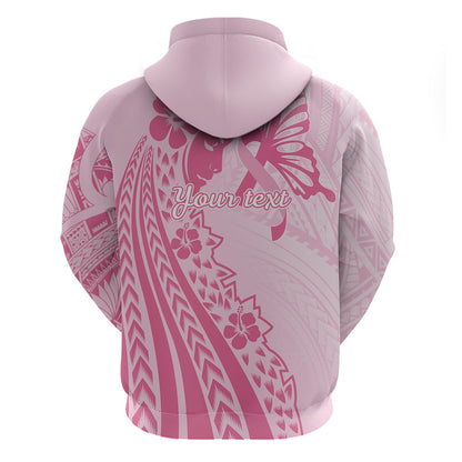 Pacific Girl and Butterfly Cancer Pink Ribbon Personalised Zip Hoodie