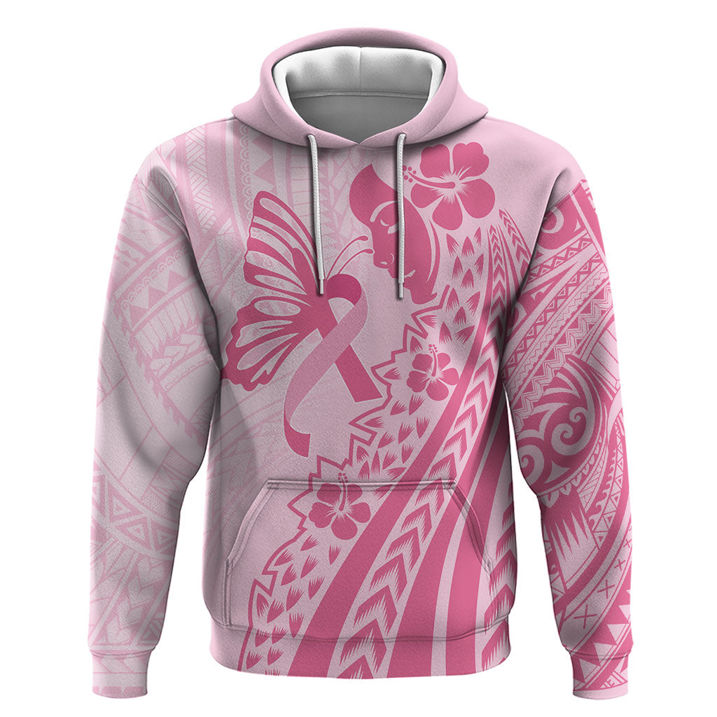 Pacific Girl and Butterfly Cancer Pink Ribbon Personalised Zip Hoodie