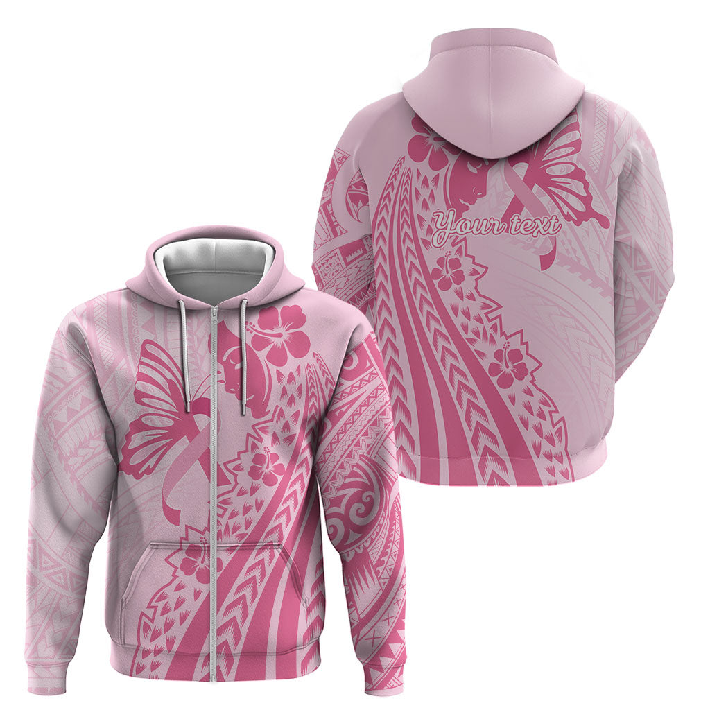 Pacific Girl and Butterfly Cancer Pink Ribbon Personalised Zip Hoodie