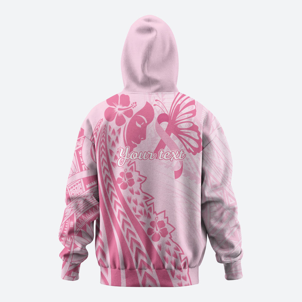 Pacific Girl and Butterfly Cancer Pink Ribbon Personalised Zip Hoodie