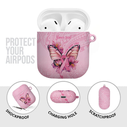 Faith Hope Love Butterfly Pink Ribbon Personalised AirPods Case Polynesian Tribal Pattern