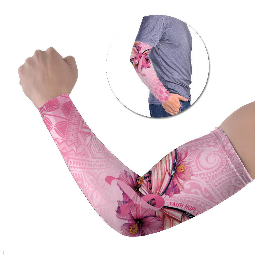 Faith Hope Love Butterfly Pink Ribbon Personalised Arm Sleeves Polynesian Tribal Pattern