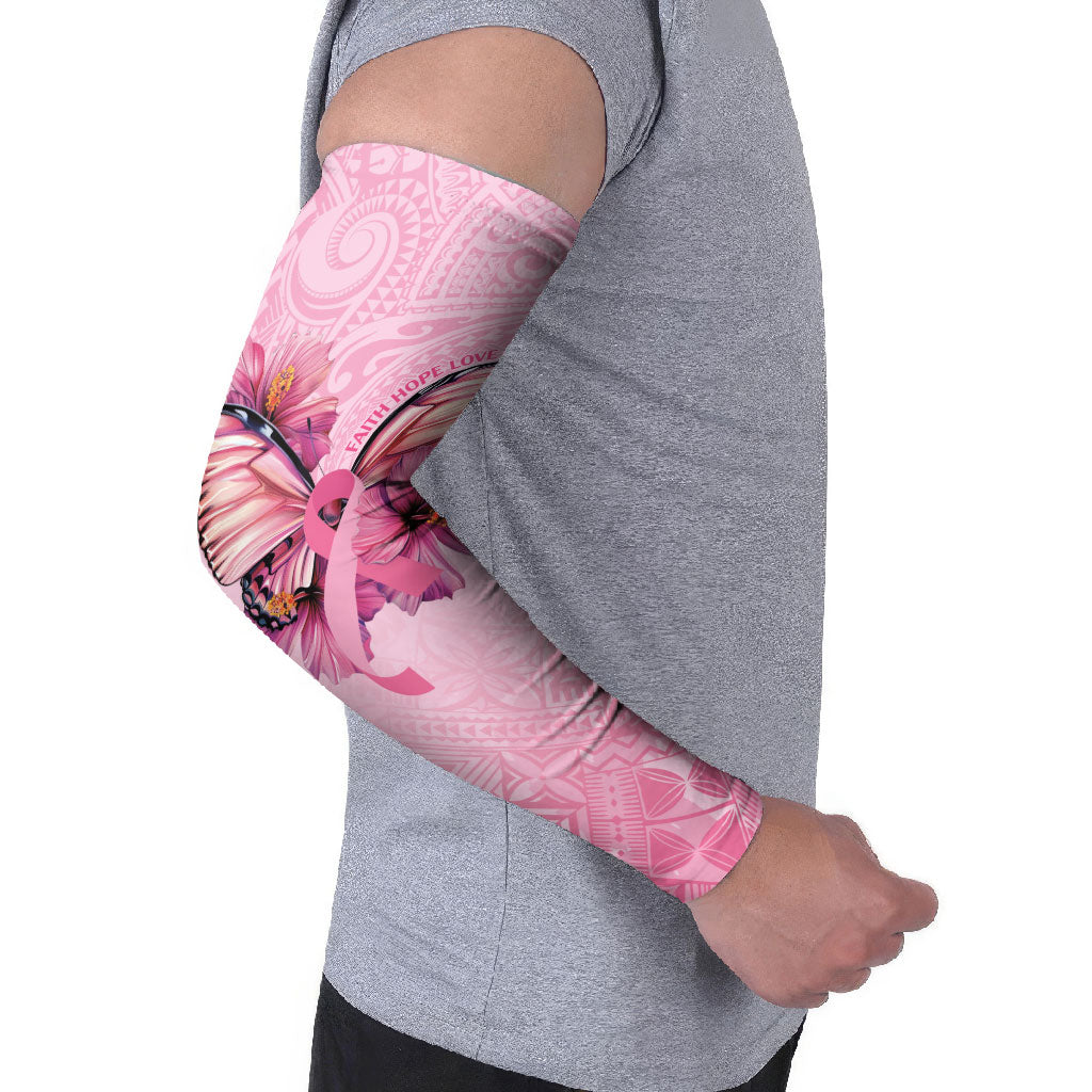 Faith Hope Love Butterfly Pink Ribbon Personalised Arm Sleeves Polynesian Tribal Pattern