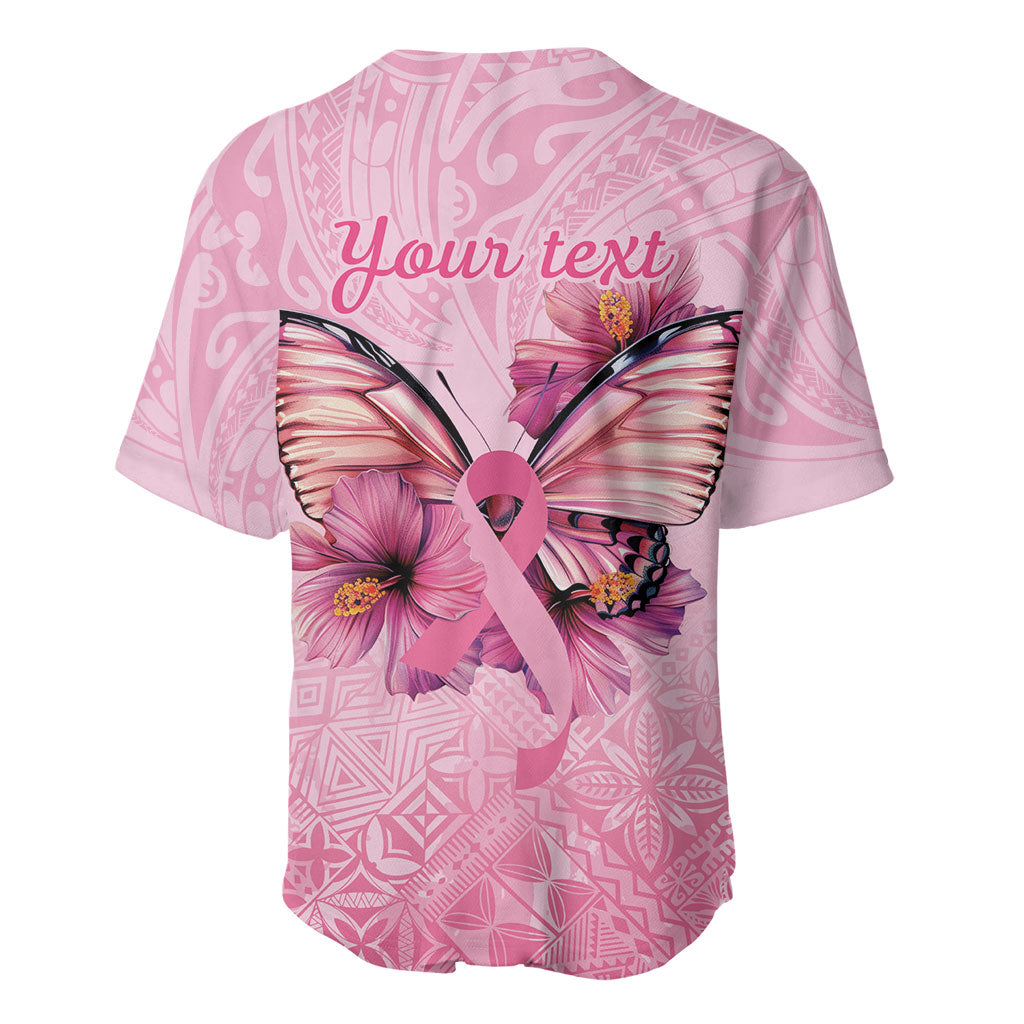 Faith Hope Love Butterfly Pink Ribbon Personalised Baseball Jersey Polynesian Tribal Pattern