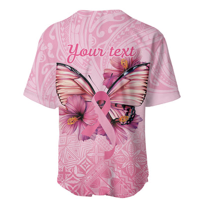 Faith Hope Love Butterfly Pink Ribbon Personalised Baseball Jersey Polynesian Tribal Pattern