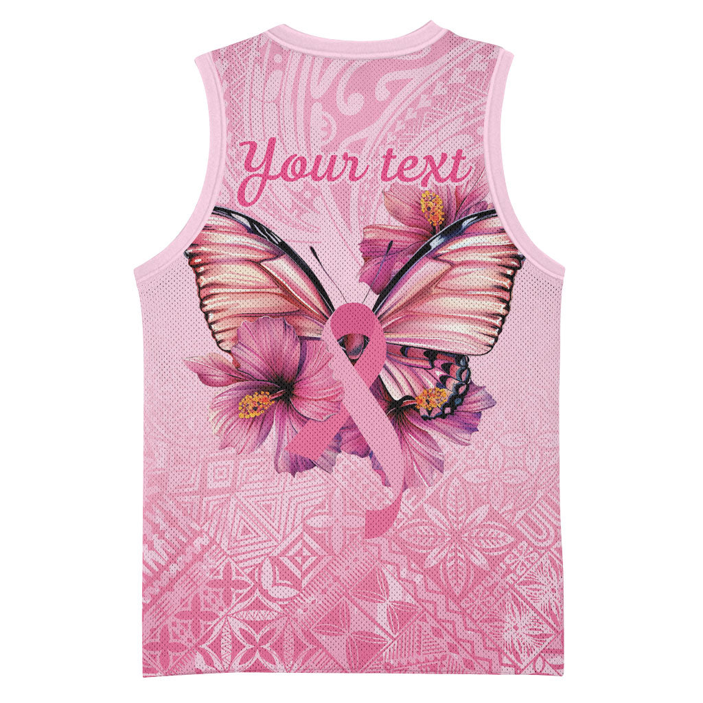 Faith Hope Love Butterfly Pink Ribbon Personalised Basketball Jersey Polynesian Tribal Pattern