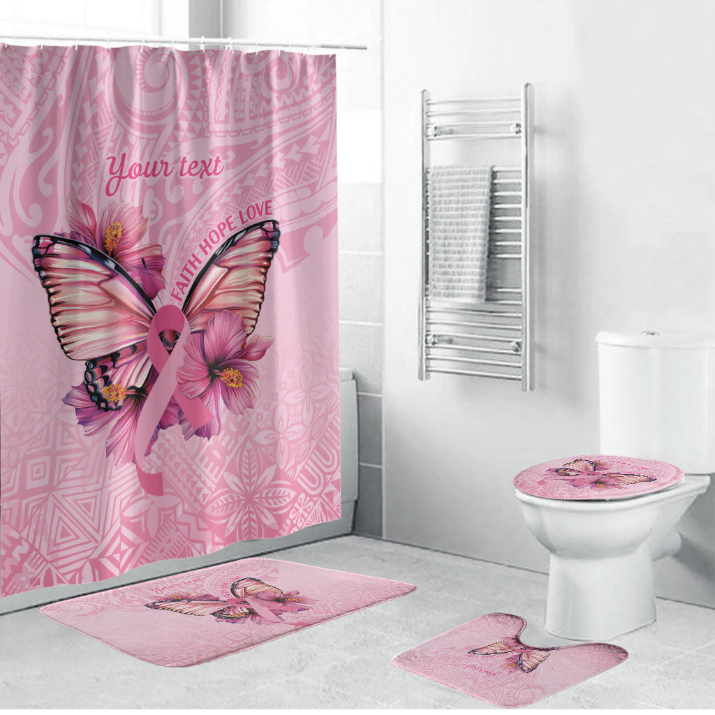 Faith Hope Love Butterfly Pink Ribbon Personalised Bathroom Set Polynesian Tribal Pattern