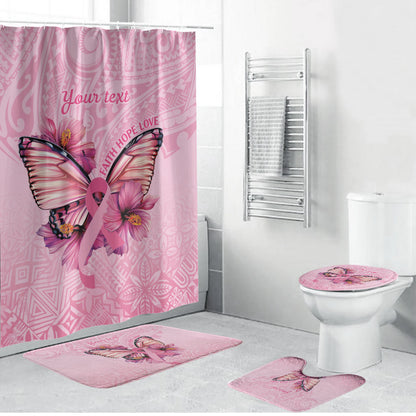 Faith Hope Love Butterfly Pink Ribbon Personalised Bathroom Set Polynesian Tribal Pattern