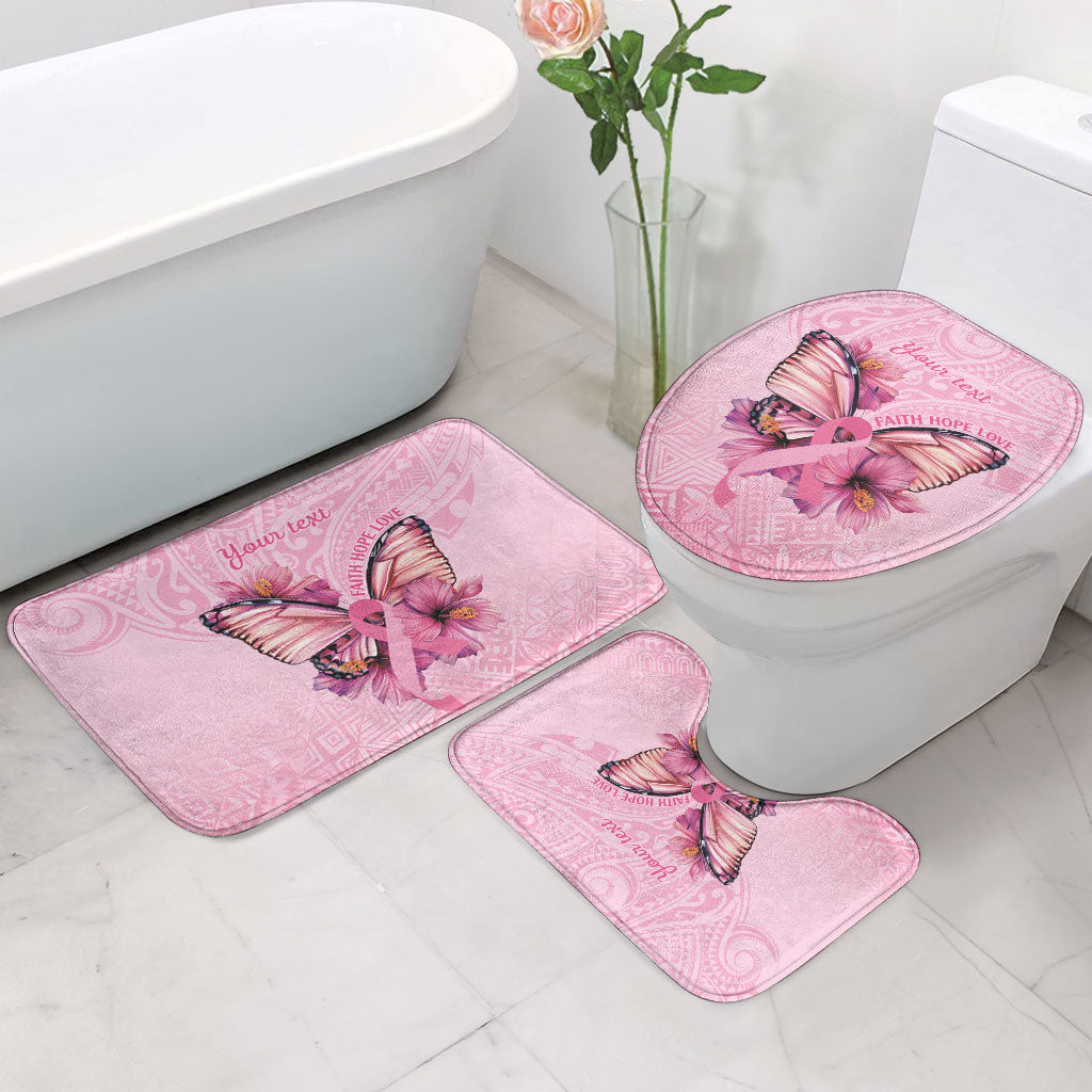 Faith Hope Love Butterfly Pink Ribbon Personalised Bathroom Set Polynesian Tribal Pattern
