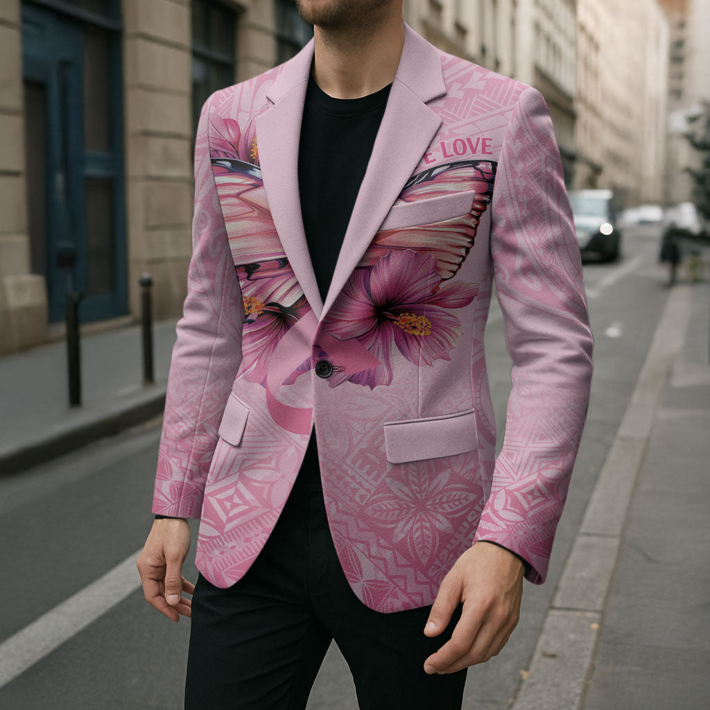 Faith Hope Love Butterfly Pink Ribbon Personalised Blazer Polynesian Tribal Pattern