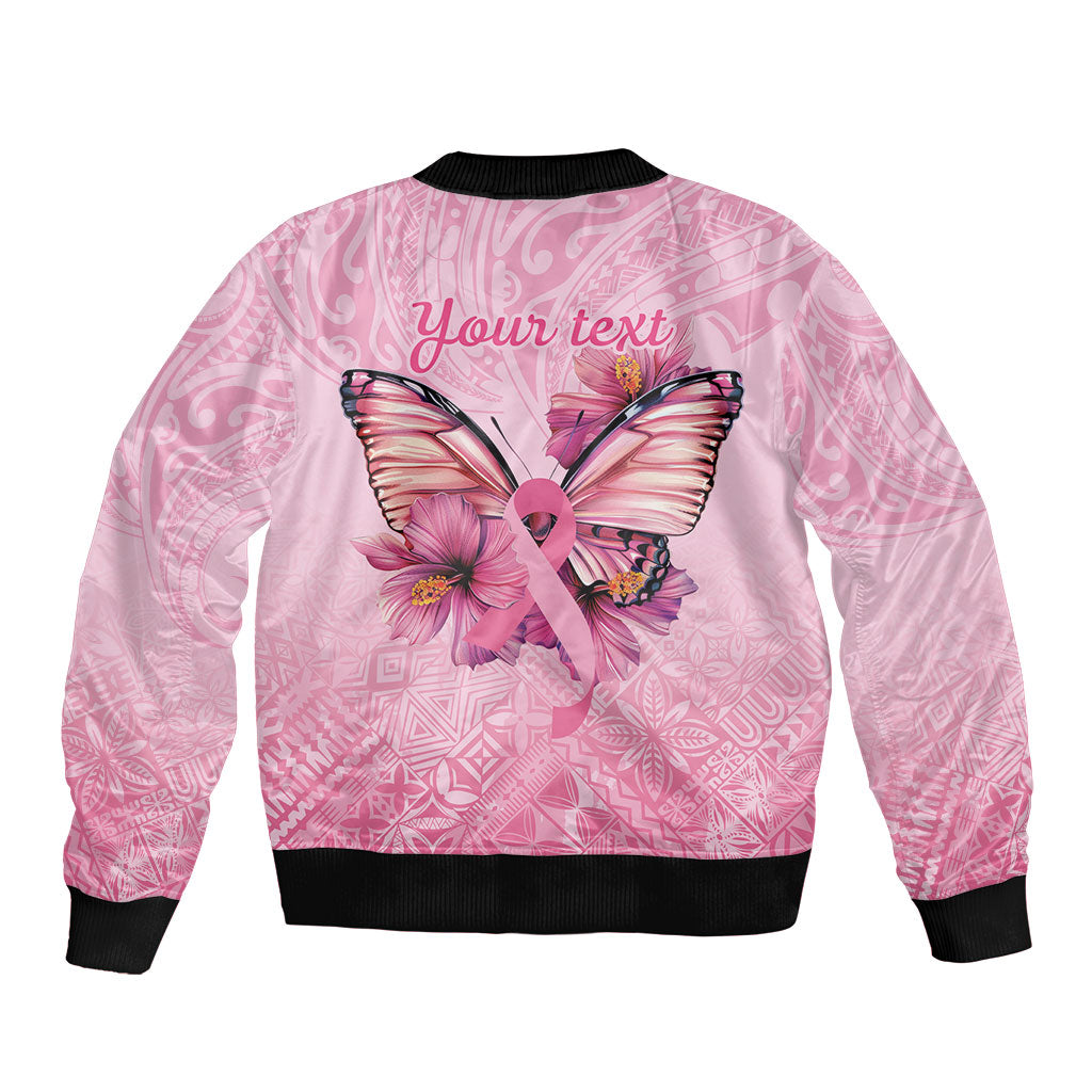 Faith Hope Love Butterfly Pink Ribbon Personalised Bomber Jacket Polynesian Tribal Pattern