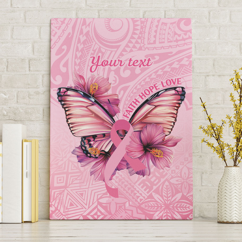 Faith Hope Love Butterfly Pink Ribbon Personalised Canvas Wall Art Polynesian Tribal Pattern
