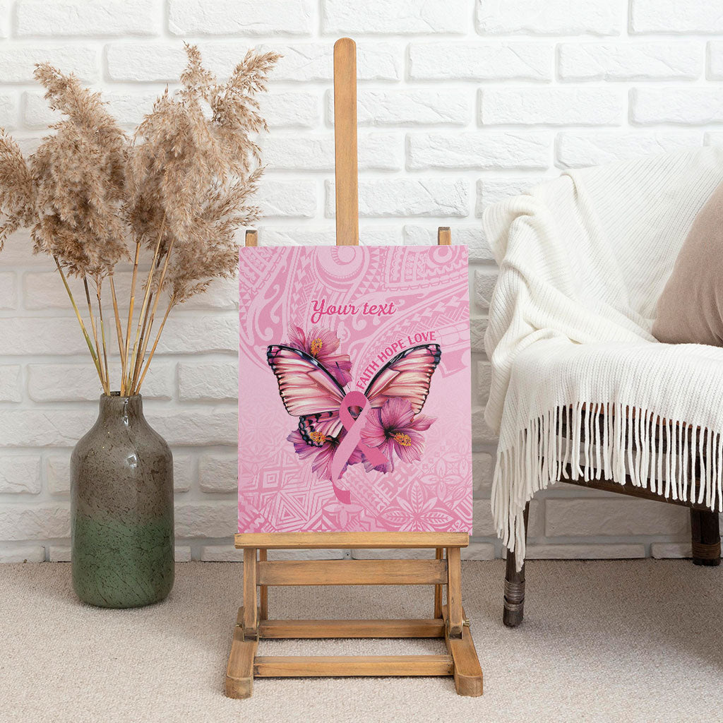 Faith Hope Love Butterfly Pink Ribbon Personalised Canvas Wall Art Polynesian Tribal Pattern