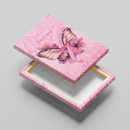 Faith Hope Love Butterfly Pink Ribbon Personalised Canvas Wall Art Polynesian Tribal Pattern