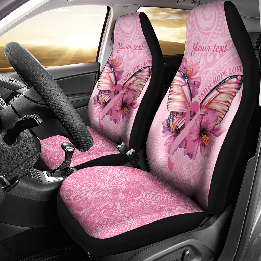Faith Hope Love Butterfly Pink Ribbon Personalised Car Seat Cover Polynesian Tribal Pattern