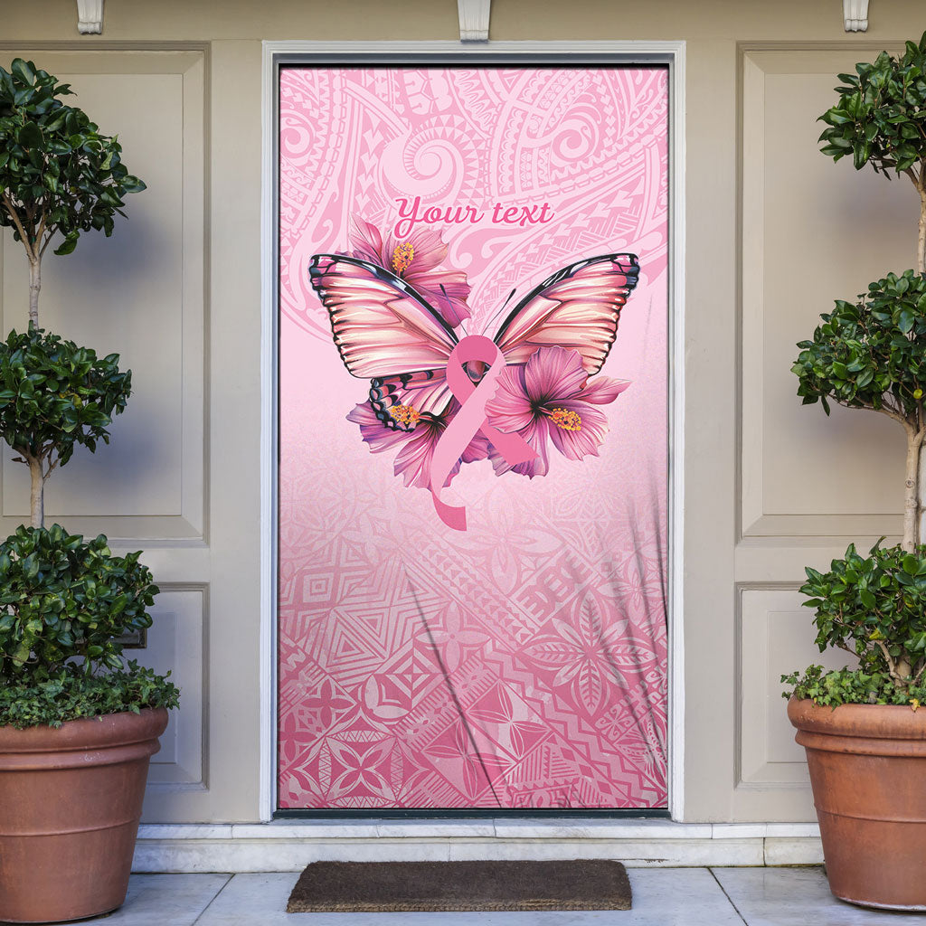 Faith Hope Love Butterfly Pink Ribbon Personalised Door Cover Polynesian Tribal Pattern