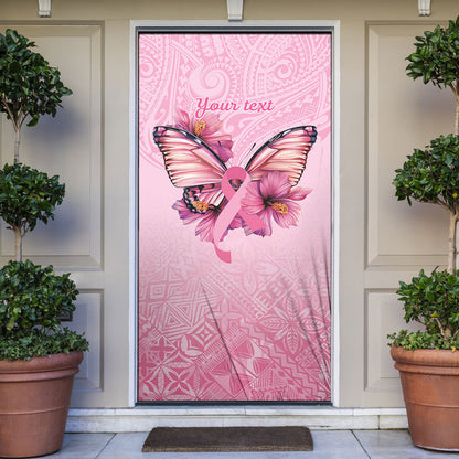 Faith Hope Love Butterfly Pink Ribbon Personalised Door Cover Polynesian Tribal Pattern