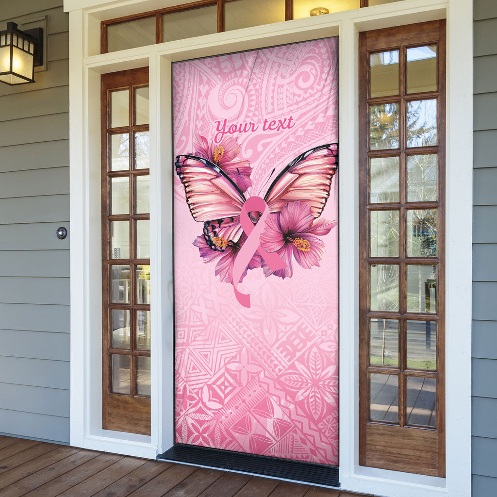 Faith Hope Love Butterfly Pink Ribbon Personalised Door Cover Polynesian Tribal Pattern
