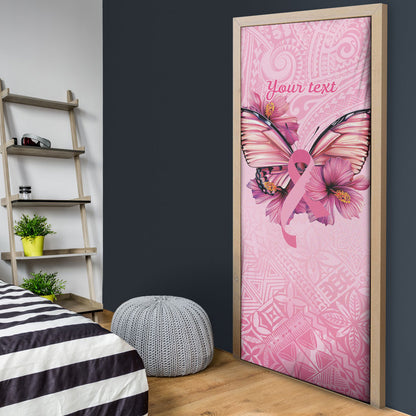 Faith Hope Love Butterfly Pink Ribbon Personalised Door Cover Polynesian Tribal Pattern