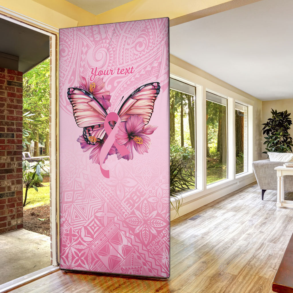 Faith Hope Love Butterfly Pink Ribbon Personalised Door Cover Polynesian Tribal Pattern