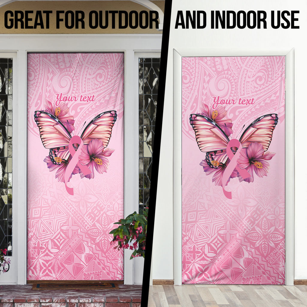 Faith Hope Love Butterfly Pink Ribbon Personalised Door Cover Polynesian Tribal Pattern