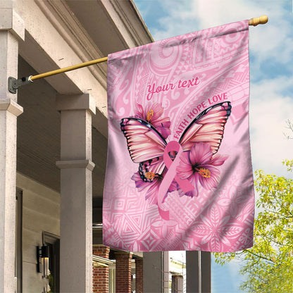 Faith Hope Love Butterfly Pink Ribbon Personalised Garden Flag Polynesian Tribal Pattern